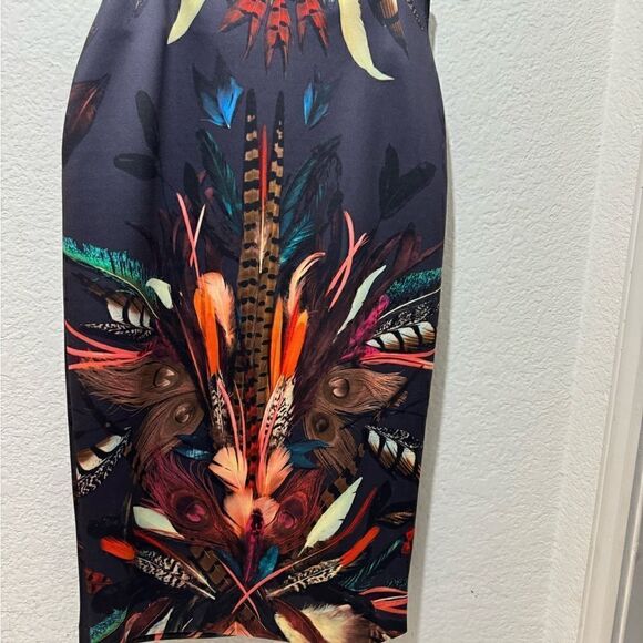 Nicole Miller Atelier Feather Print Pencil Skirt Size 2